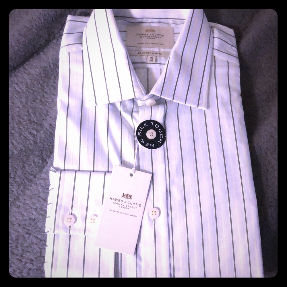 Hawes & Curtis Blue & Green Shirt - Easy Iron